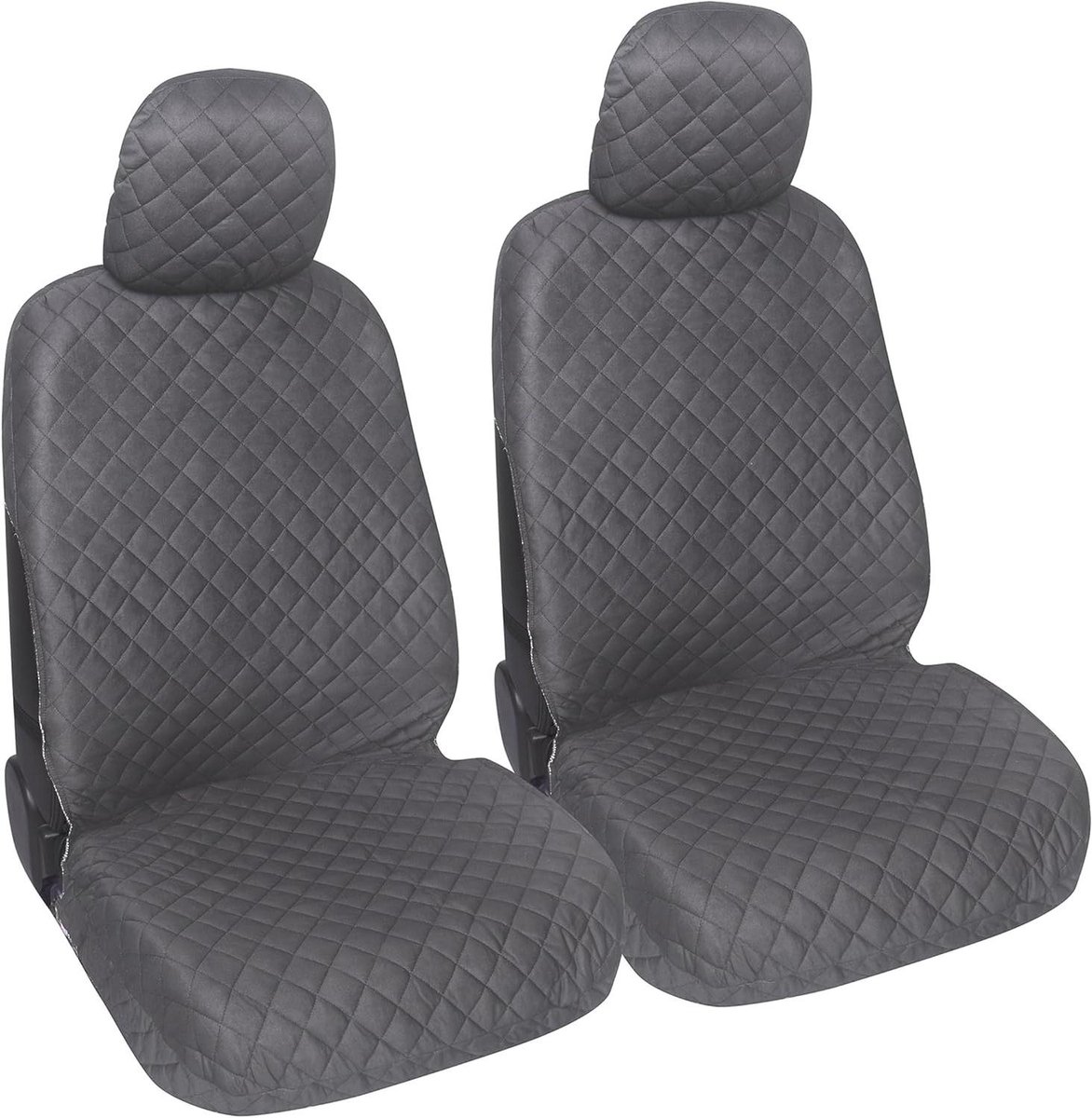 Universele autostoelhoezen - Stoelbekleding Auto - Autostoelen Beschermen - Gewatteerd Polyester - Voorstoelen Set - Grijs