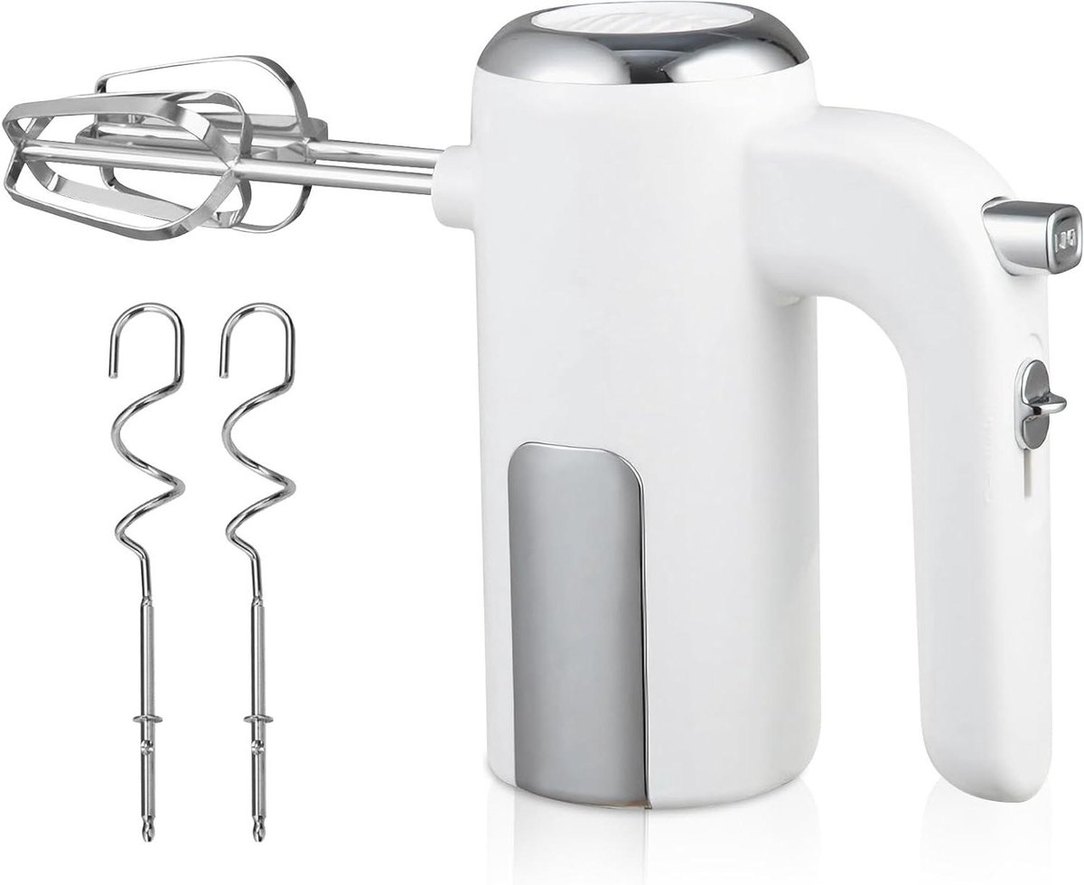 Handmixer - Keukenmixer Beslagmixer - Bakken en Koken - Krachtige 400W Motor - 5 Snelheden - Wit