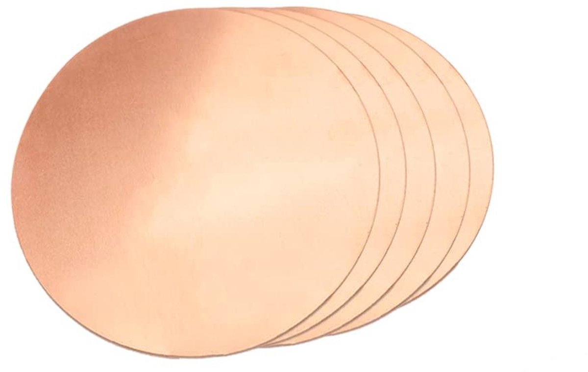 Puur Koperen Vellen - Koperen Platen - Knutselen en Hobby - 99.9% Puur Koper - 10.2 cm diameter - Koperkleurig