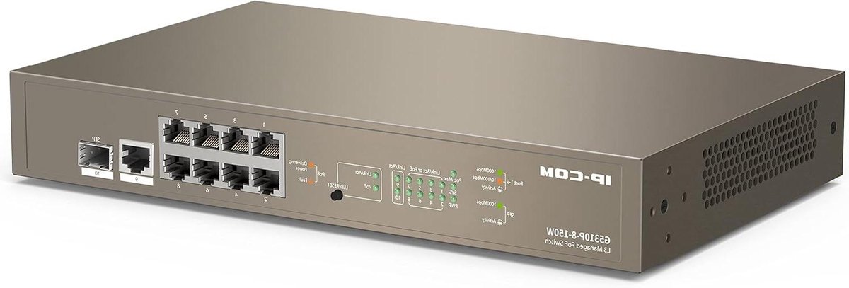 Netwerk Switch - PoE Switch Managed Switch - Netwerk Uitbreiding - Layer 3 Beheer - 8 Poorten - Zwart