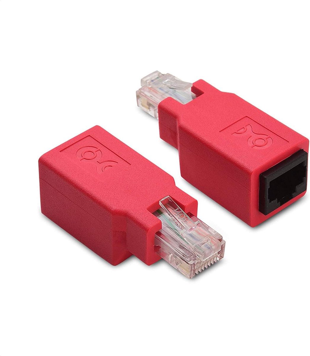 Crossover Adapter - Netwerk Kabel Adapter - Directe Verbinding - Voordelige 2-pack - 5.31 x 2.01 x 2.01 cm - Rood