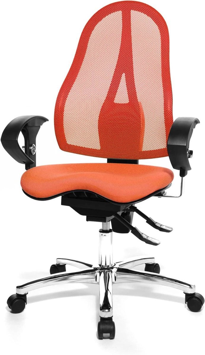 Bureaustoel - Ergonomische stoel - Comfortabel werken - Traploze zithoogte - 48cm breed - Oranje