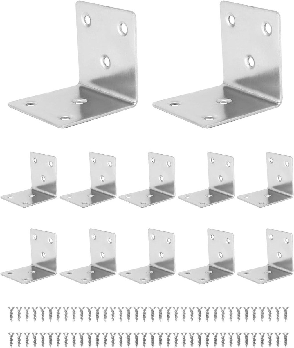 Hoekverbinders RVS - Bevestigingsbeugels - Meubelreparatie - Duurzaam geborsteld staal - 50 x 50 mm - Zilver