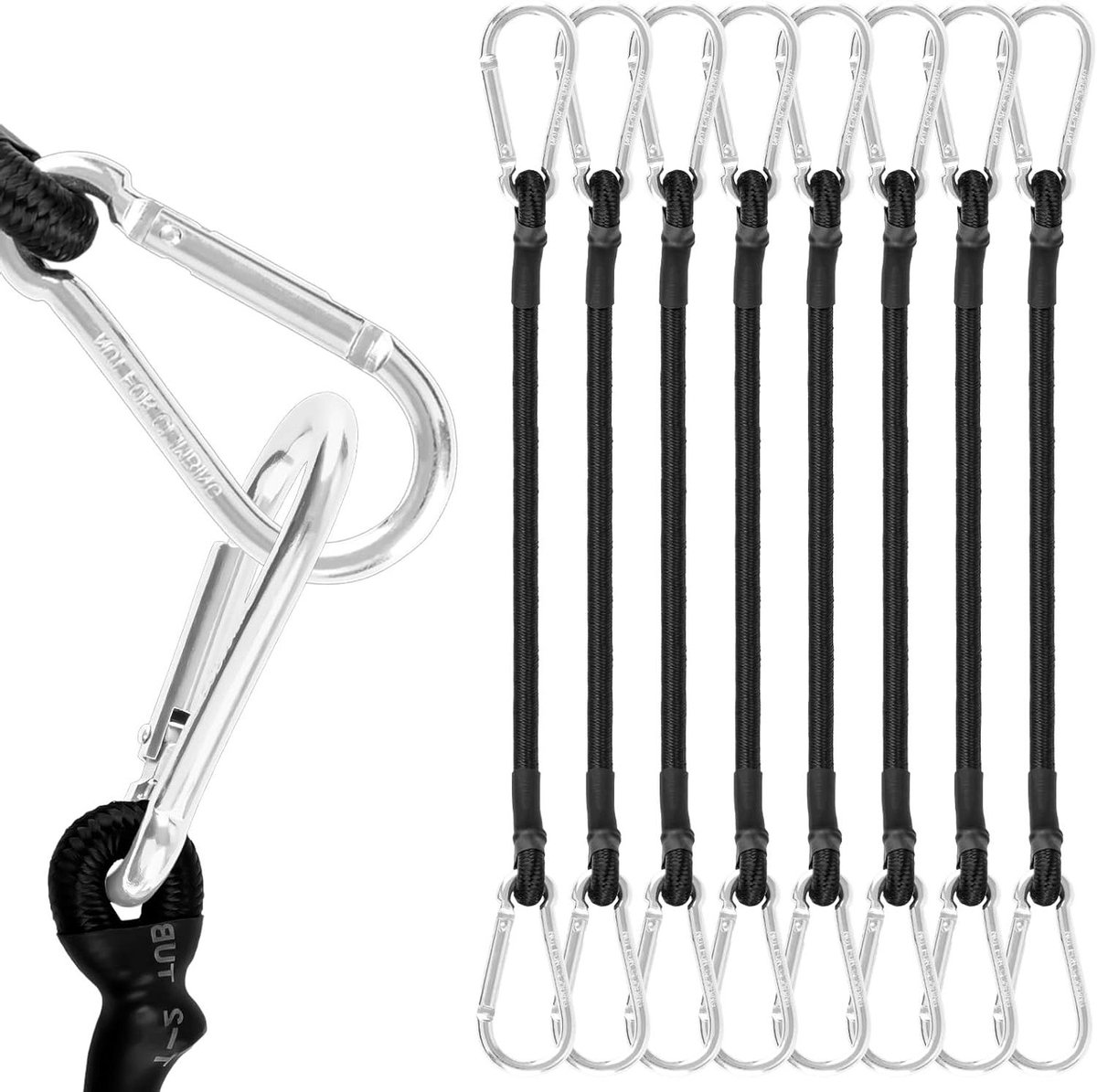 Spanrubber met haken - Expander banden - Bagage vastzetten - UV bestendig - 30 cm - Zwart