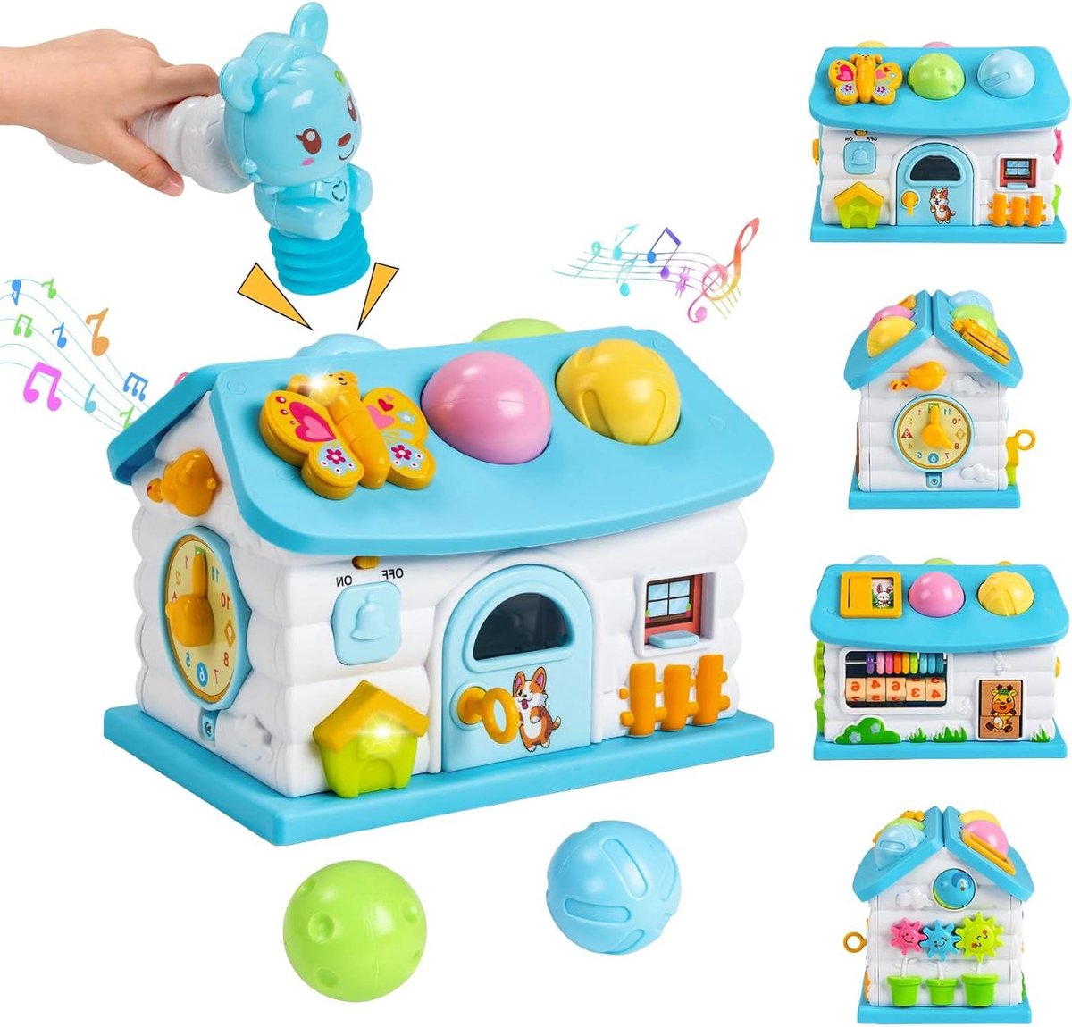 Babyspeelgoed 1 jaar - Multifunctioneel huis - Ontwikkeling stimuleren - 13-in-1 educatief - 5x5x10 cm - Multicolor