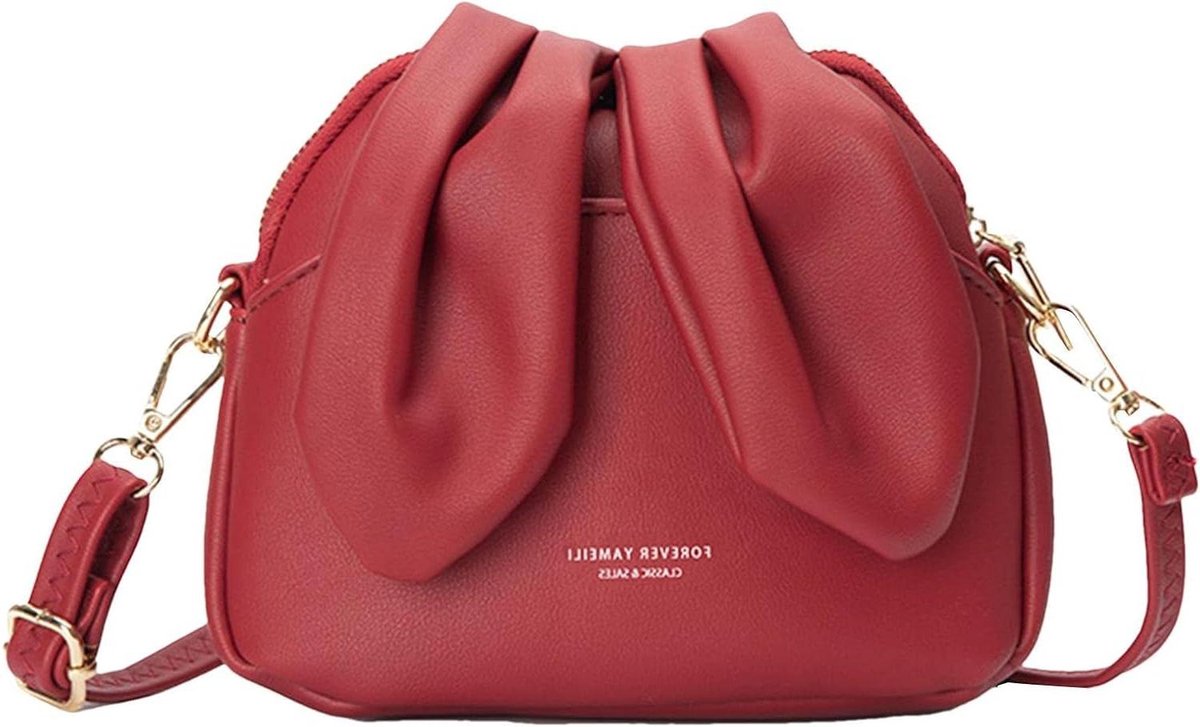 Schoudertas - Dames tas - Dagelijks gebruik - Uniek oor design - 20 cm - Donkerrood