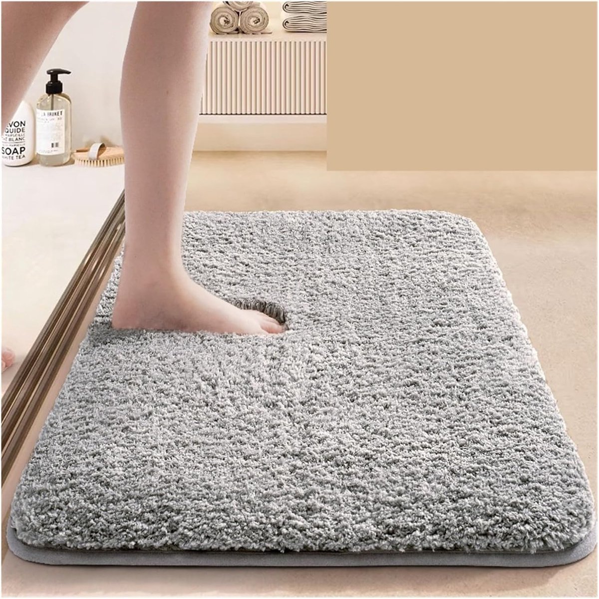 KZQ Badkamermat Antislip 80x50 cm – Absorberend Voetmatje voor Binnenkant Toilet, Slaapkamer & Hotel – Dikke Vloermat met Anti-Rutschlaag, Grijs