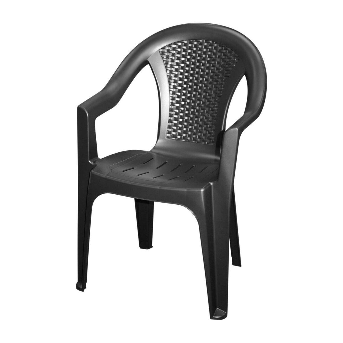 Pro Garden tuinstoel Como - zwart - kunststof - 56 x 55 x 83 cm - bijzet stoelen - stapelbare tuinstoelen - buiten