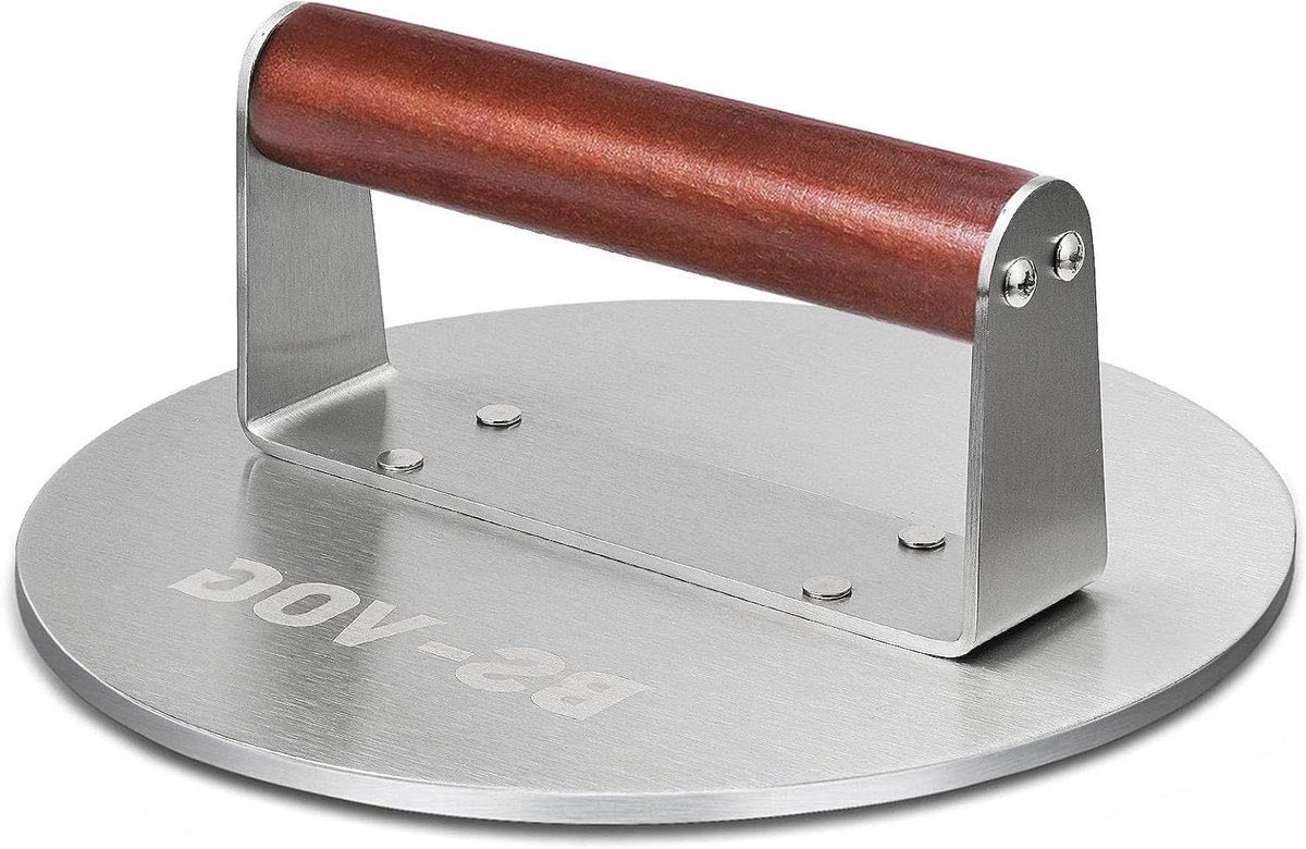 Burgerpers - Vleesmasseuse - BBQ Grillen - Zwaar RVS - 21 cm Diameter - Zilverkleurig