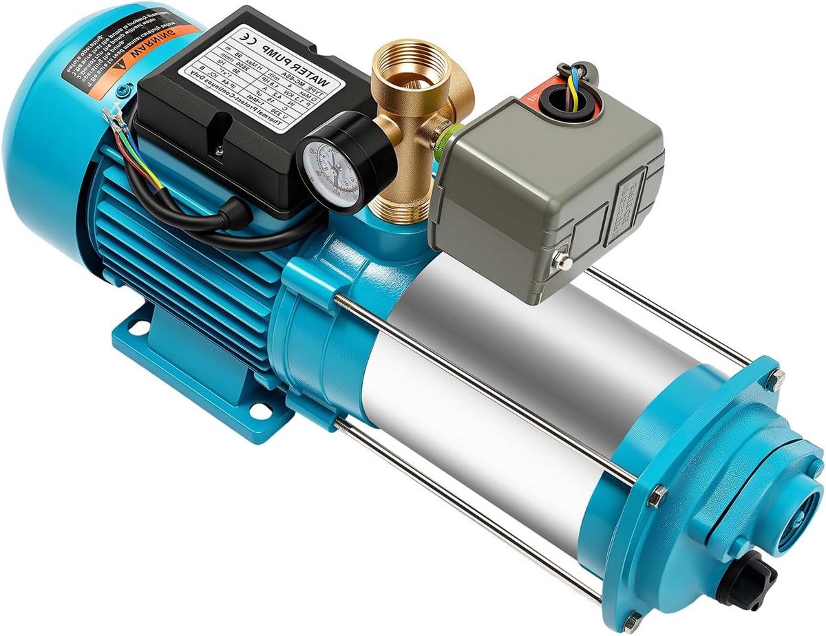 Centrifugaalpomp - Zelfaanzuigende pomp - Water transporteren - Roestvrij staal - 4000 l/u - Blauw