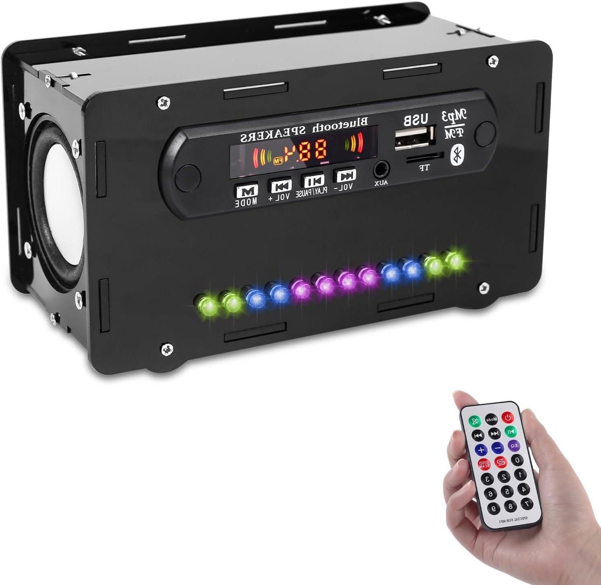 Elektronica Bouwpakket - DIY Luidspreker - Zelf Solderen - Bluetooth FM Radio - 5 x 16 x 5 cm - Zwart