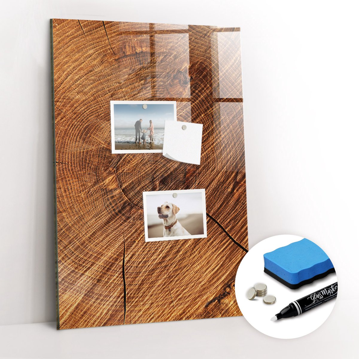Tulup Whitebord - Donker hout in een warme tint. - 40 x 60 cm - Bruin Magneetbord Keuken - Gratis 5 Sterke Magneten + Whiteboard Marker & Wisser - Stylish Memo Board - Magnetisch Memobord - Notitiebord Werkplek