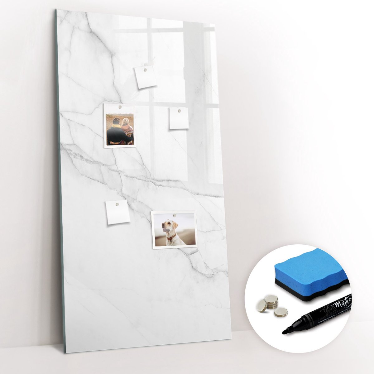 Tulup Whitebord - Decoratief licht marmer - 60 x 120 cm - Wit Magnetisch Wandbord - Gratis 5 Sterke Magneten + Whiteboard Marker & Wisser - Moderne Wanddecoratie - Magnetisch Bord Kind - Notitiebord Werkplek