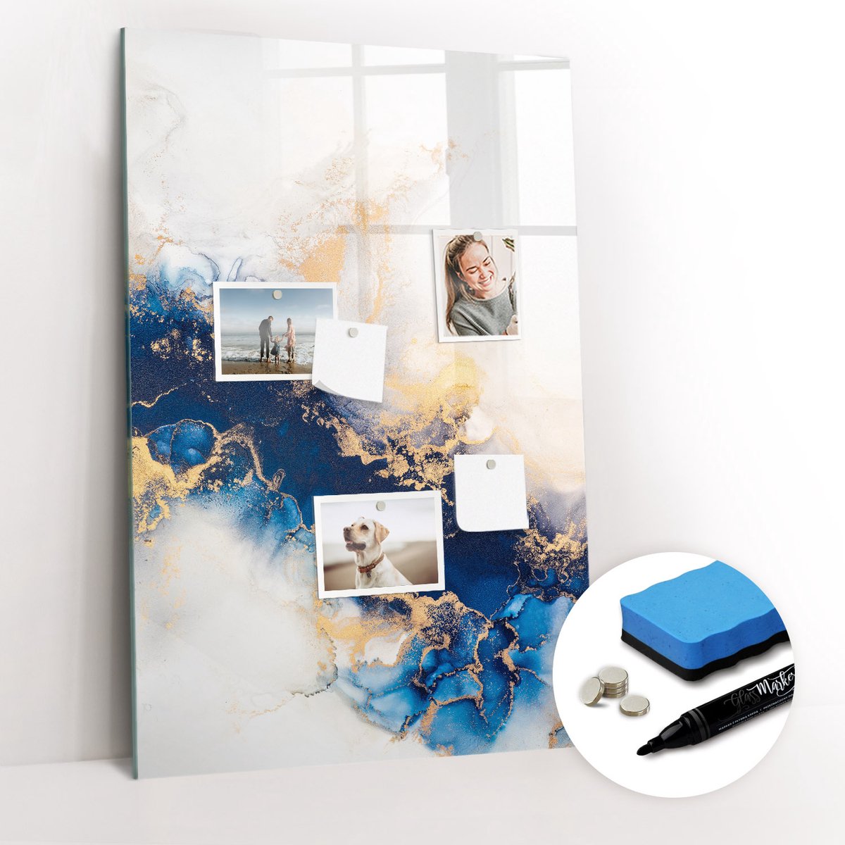 Tulup Whitebord - Marmer abstractie - 60 x 90 cm - Veelkleurig Magnetisch Bord - Gratis 5 Sterke Magneten + Whiteboard Marker & Wisser - Decoratief Magnetisch Bord - Memo Magneetbord - Ideeënbord Thuiswerkplek