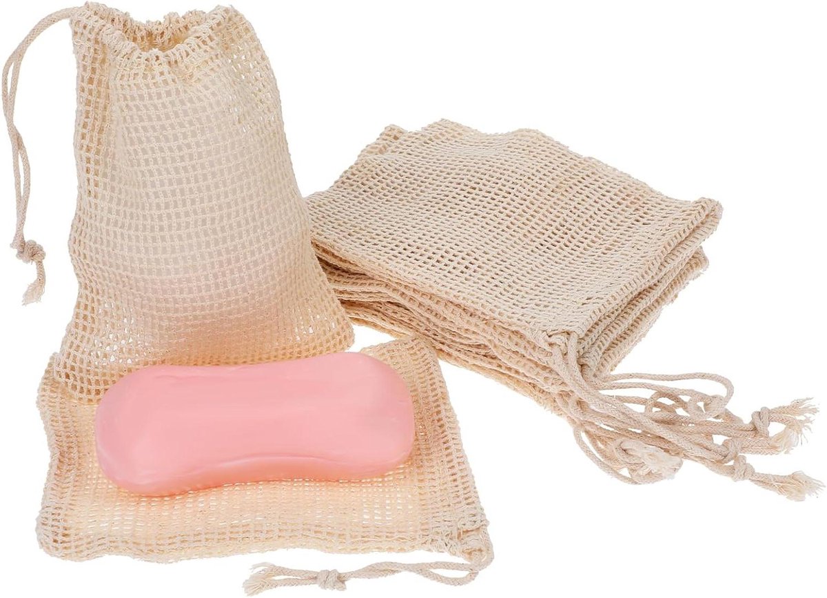 Zeepzakjes Sisal - Zeep Houder - Duurzame Verzorging - Met Trekkoord - 10 Stuks - Beige