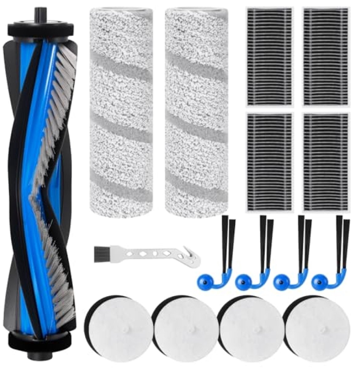 15-delige accessoireset voor Ecovacs Deebot X11 OmniCyclone robotstofzuiger - 1 hoofdborstel, 2 wismoppen, 4 stationfilters, 4 zijborstels, 4 HEPA-filters