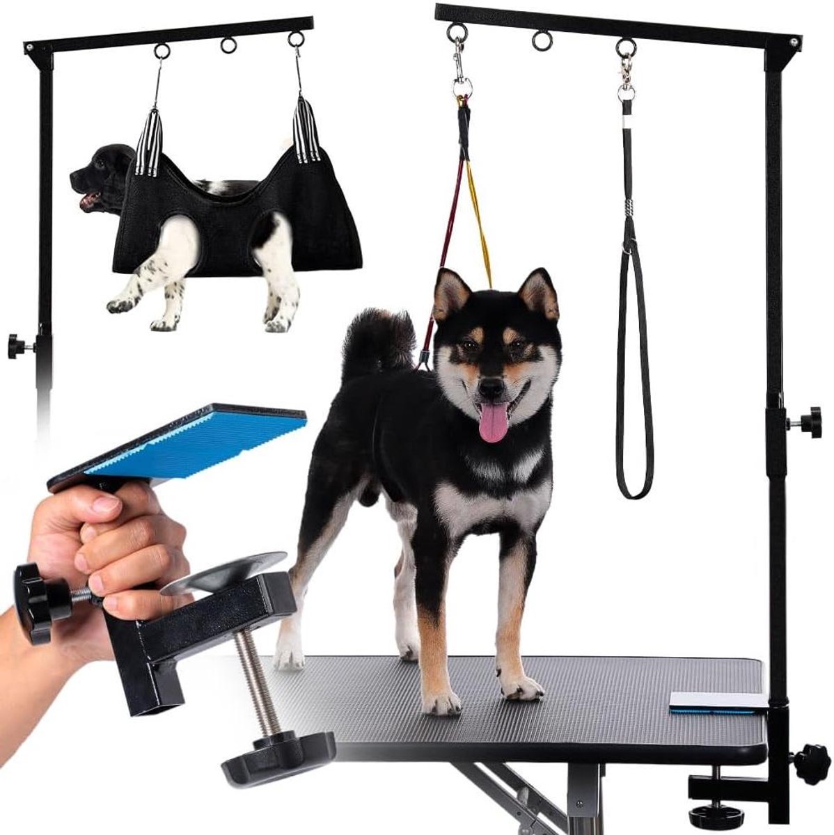 Verzorgingstafelarm - Honden Accessoires - Huisdier Trimmen - Verstelbare Hoogte - Tot 80cm - Zwart