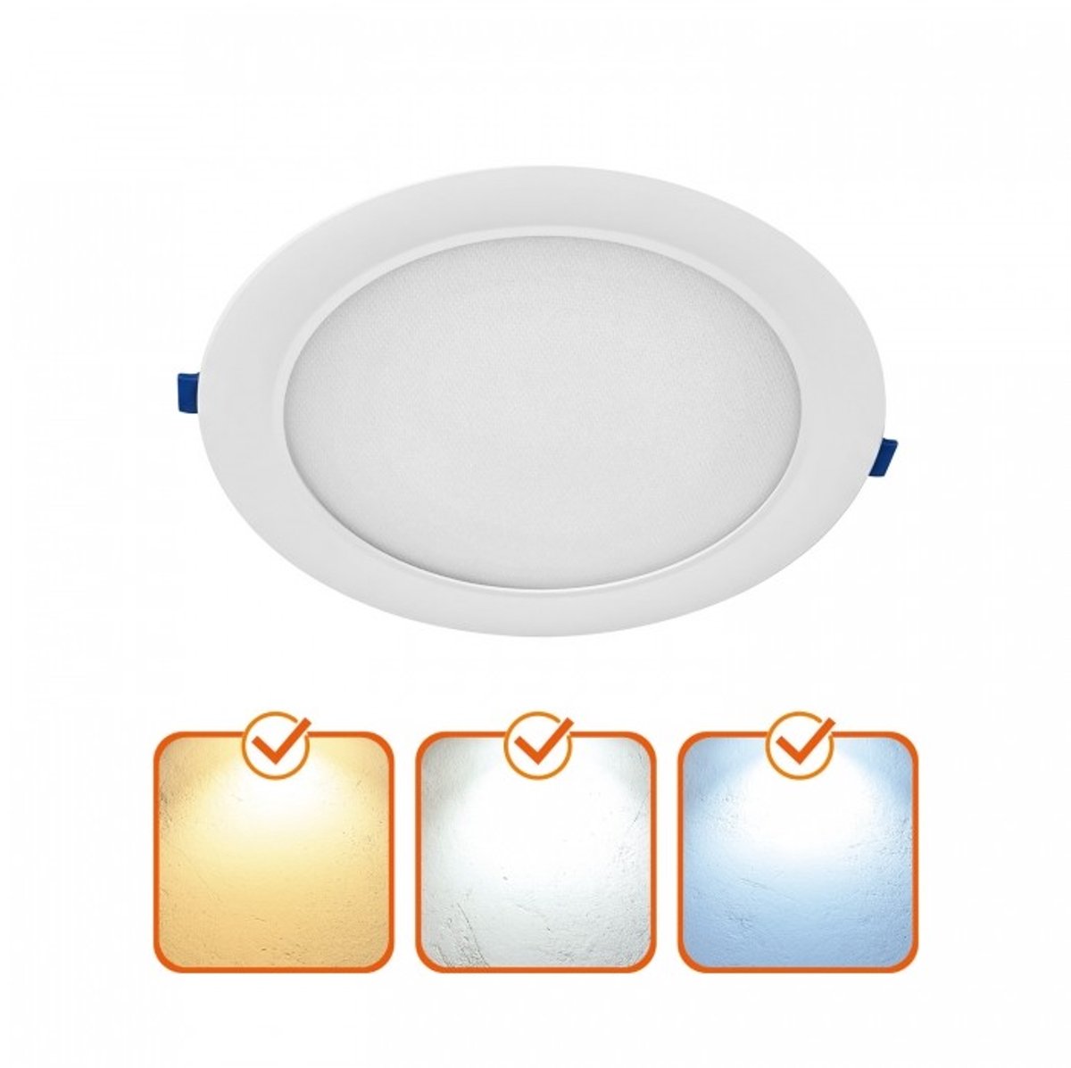 Kobi SIGARO LED Downlight 24W 2400lm 3CCT Wit Zaagmaat 195-200mm IP20 | Warm Wit-Koel Wit-Daglicht | 24 watt | 30.000 Branduren