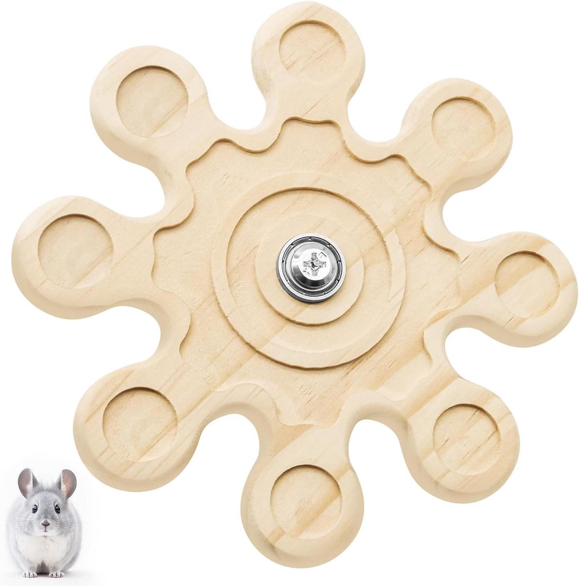 Houten Kauwspeeltjes - Knaagdier Speeltjes - Tanden Gezond Houden - Sneeuwvlok Vorm - 8.89 x 6.35 cm - Houtkleur