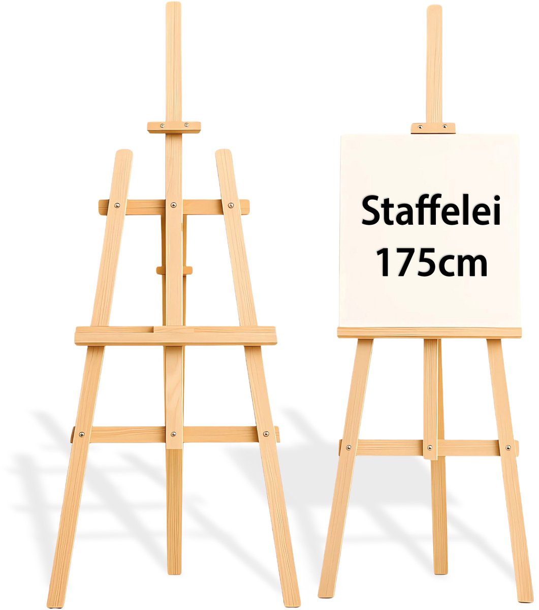 Schildersezel hout groot – Houten schilder ezel in hoogte verstelbaar voor schilderen atelier & bruiloft – ezel voor kinderen volwassenen inklapbaar canvas 175 cm