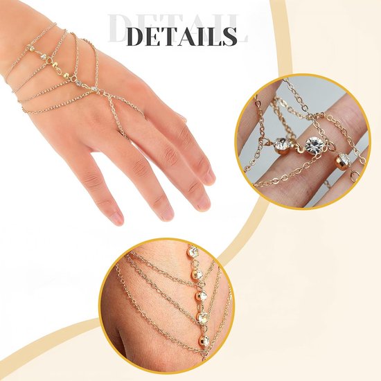 vingerring stapelset voor armband en armband goud strass slave kettingarmband vintage gelaagd kwastje armband personaliseren handketting, geschenken waarzegster kostuum — afbeelding 3