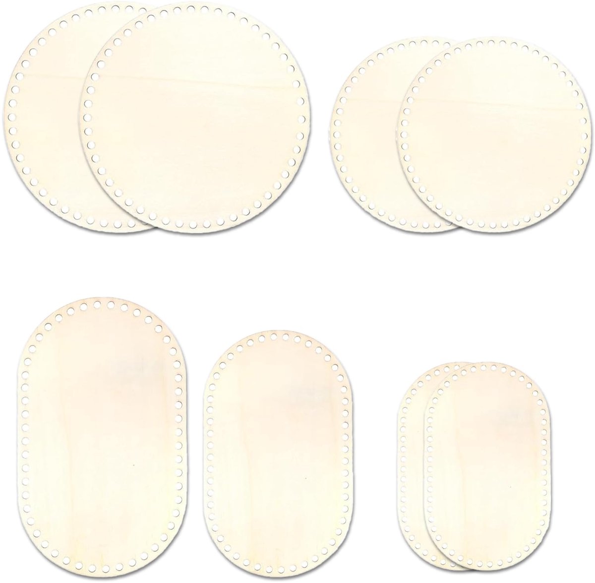 8 stuks tassenbasis voor haken, houten bodem voor haakmand, rond, ovaal, houten basis voor haakmand, mand haken, woondecoratie, doe-het-zelf mand, weven benodigdheden, ambachten