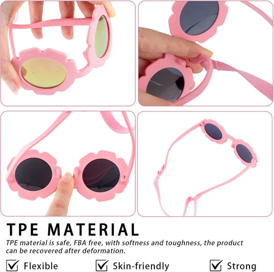 Baby Zonnebril - Meisjes Zonnebril - Bescherming Ogen - UV400 Bescherming - 0-24 Maanden - Roze — afbeelding 4