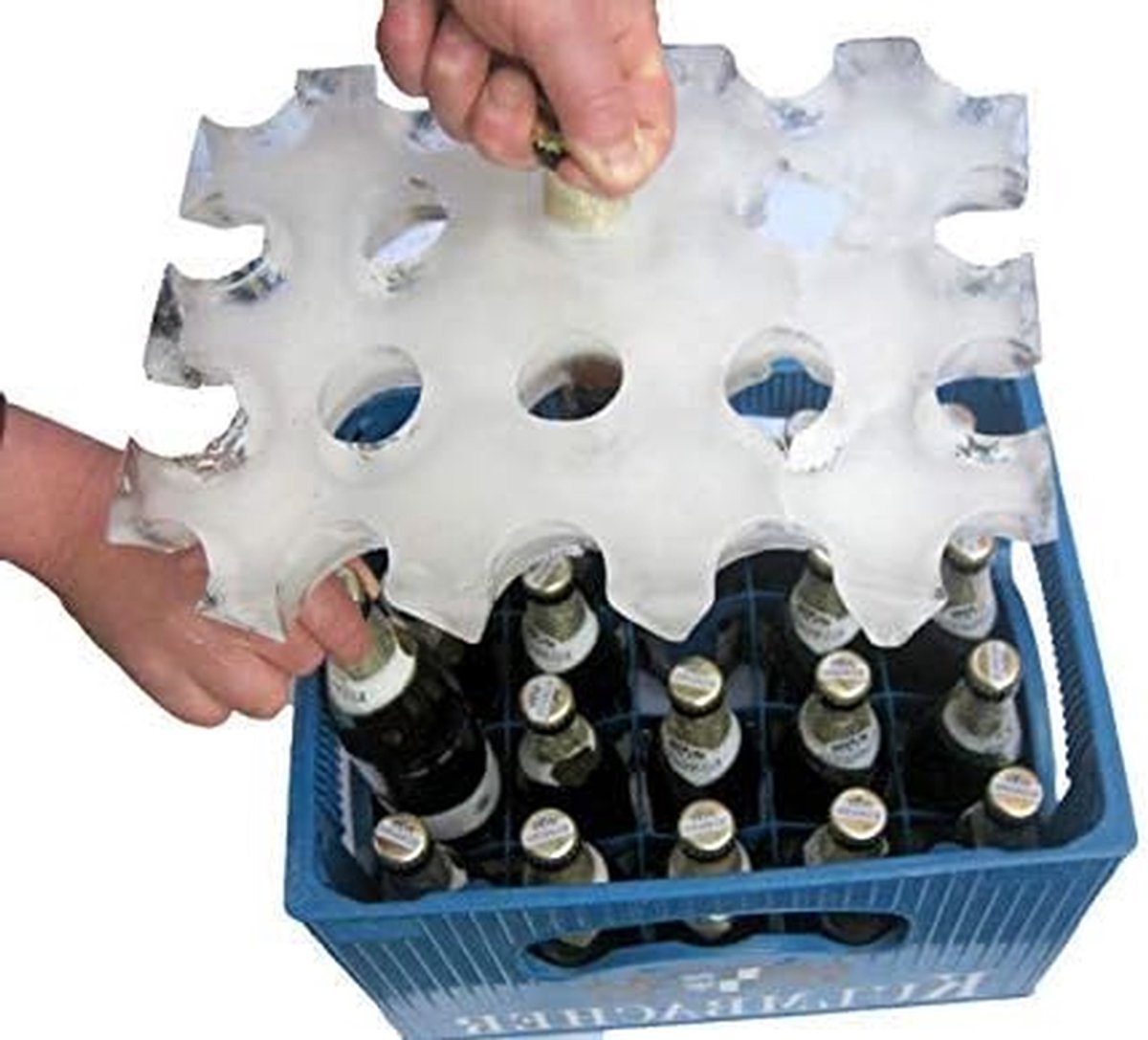 Bierkoeler Ijsvorm - Krat Koeler - Bier Koel Houden - Past In Krat - Voor 20 Flessen - Blauw