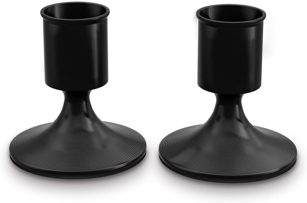 Kandelaars Set - Kaarshouders - Decoratieve Sfeer - Robuuste Stabiele Basis - 6.9 cm Hoog - Zwart