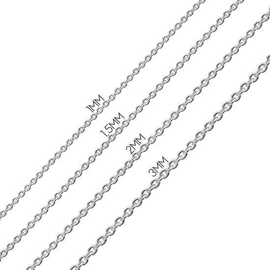 fijne dunne 1-2,5 MM Sterke Rolo Link Kabel Ketting voor Vrouwen Mannen Geel Rose Geel Goud Vergulde Overlay .925 Sterling Zilver 36,48,50,54 Inch — afbeelding 2