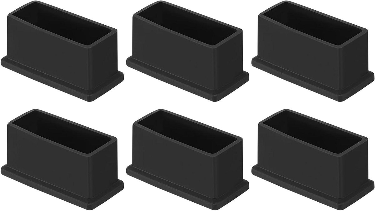 Vierkante Stoeldoppen - Meubelbeschermers - Vloeren Beschermen - Ruisonderdrukking - 6 stuks 50mm - Zwart