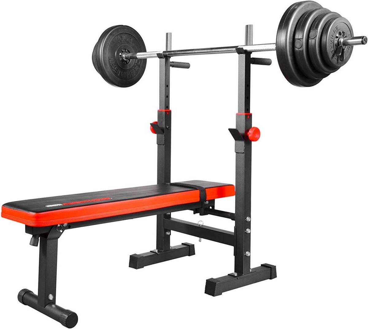 Halterbank - Krachtstation Fitness - Kracht Training - Opklapbaar Ruimtebesparend - 125 x 60 x 110 cm - Zwart