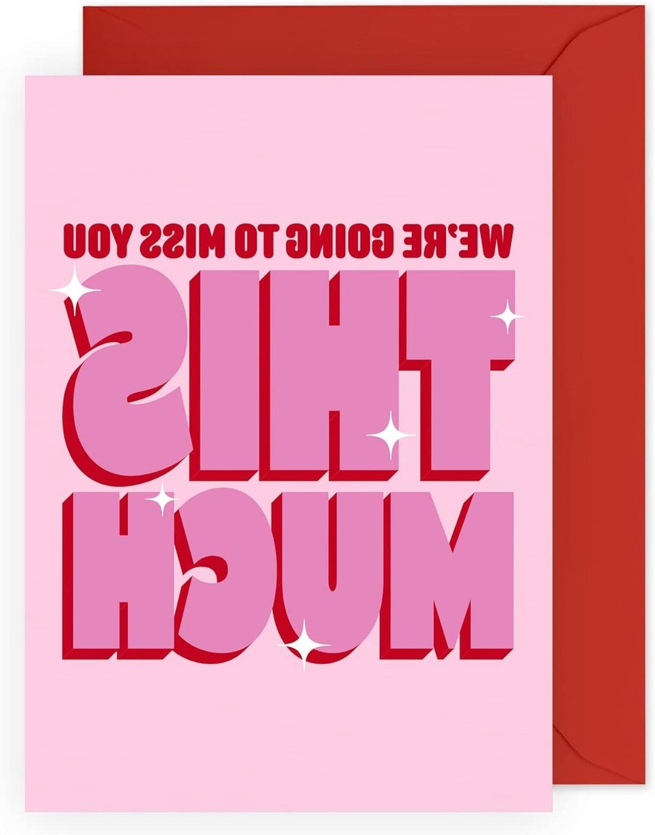 Afscheid Kaart - Vaarwel kaart Collega kaart - Persoonlijke Boodschap - Inclusief Stickers - 12 x 17 cm - Roze