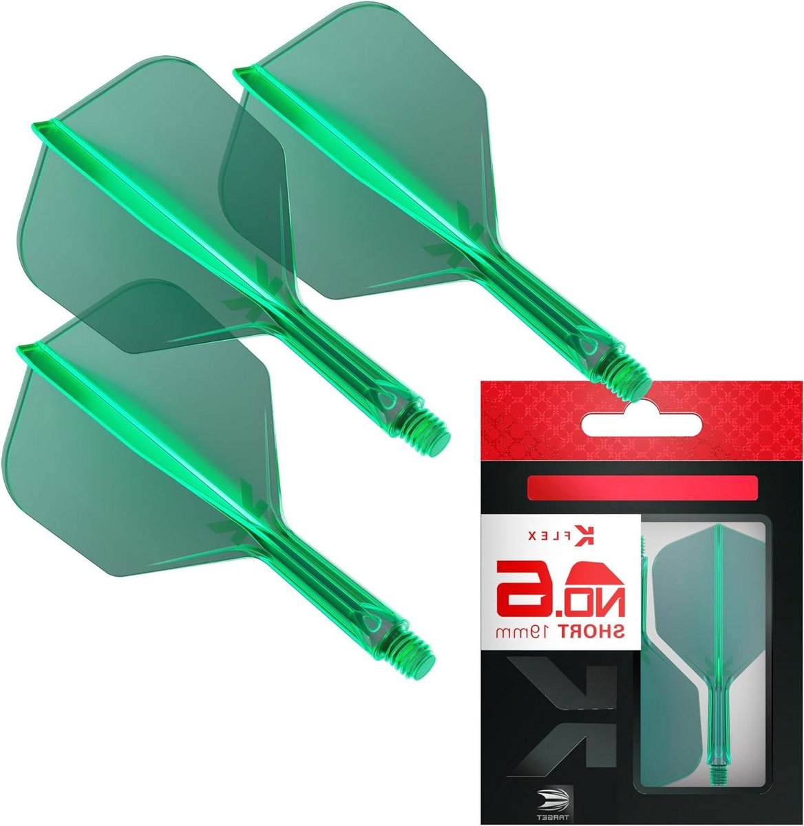 Dart Flights en Shafts - Geïntegreerde Vluchten - Precisie Darten - 90 Graden Hoek - Intermediate 26mm - Groen