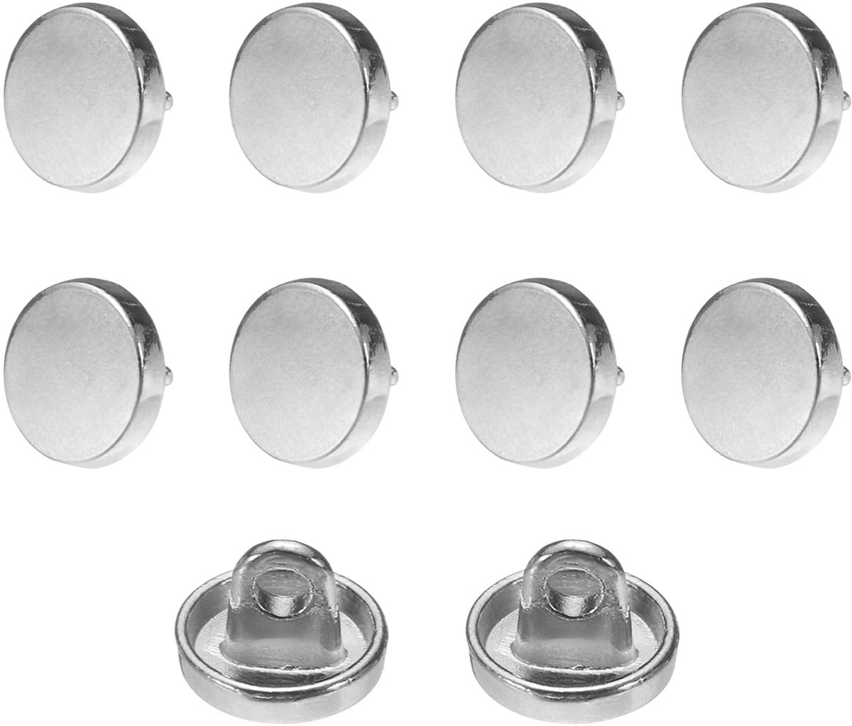 Knopen, 9 mm, metaal, platte buttons om aan te naaien, ronde knutselknopen voor kleding, broeken, mantels, jassen, blazer, hemd, pakken, decoreren handwerk, zelf maken, zilver