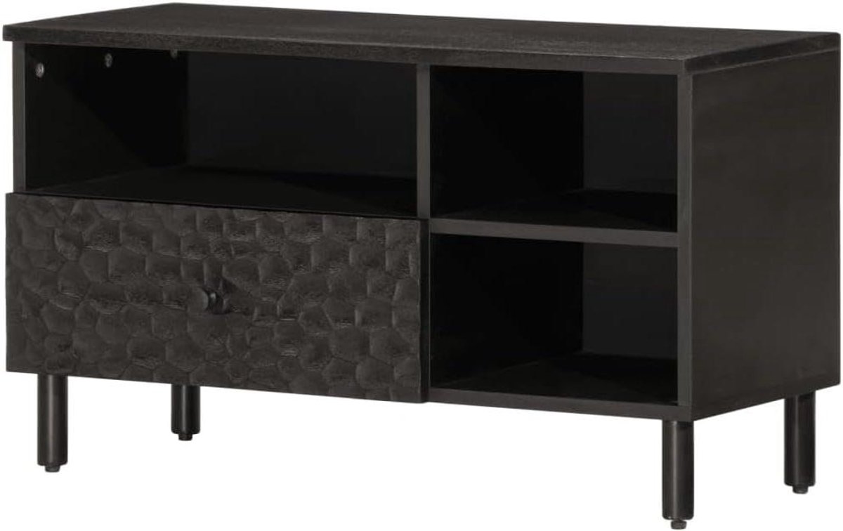 TV Kast - Dressoir Media Unit - Opbergen Entertainment - Massief Mango Hout - 80x33x46 cm - Zwart