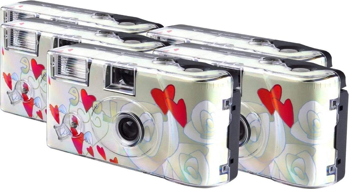 Wegwerpcamera - Feestcamera Bruiloftscamera - Momenten Vasten - Met Ingebouwde Flits - 5 Stuks - Wit