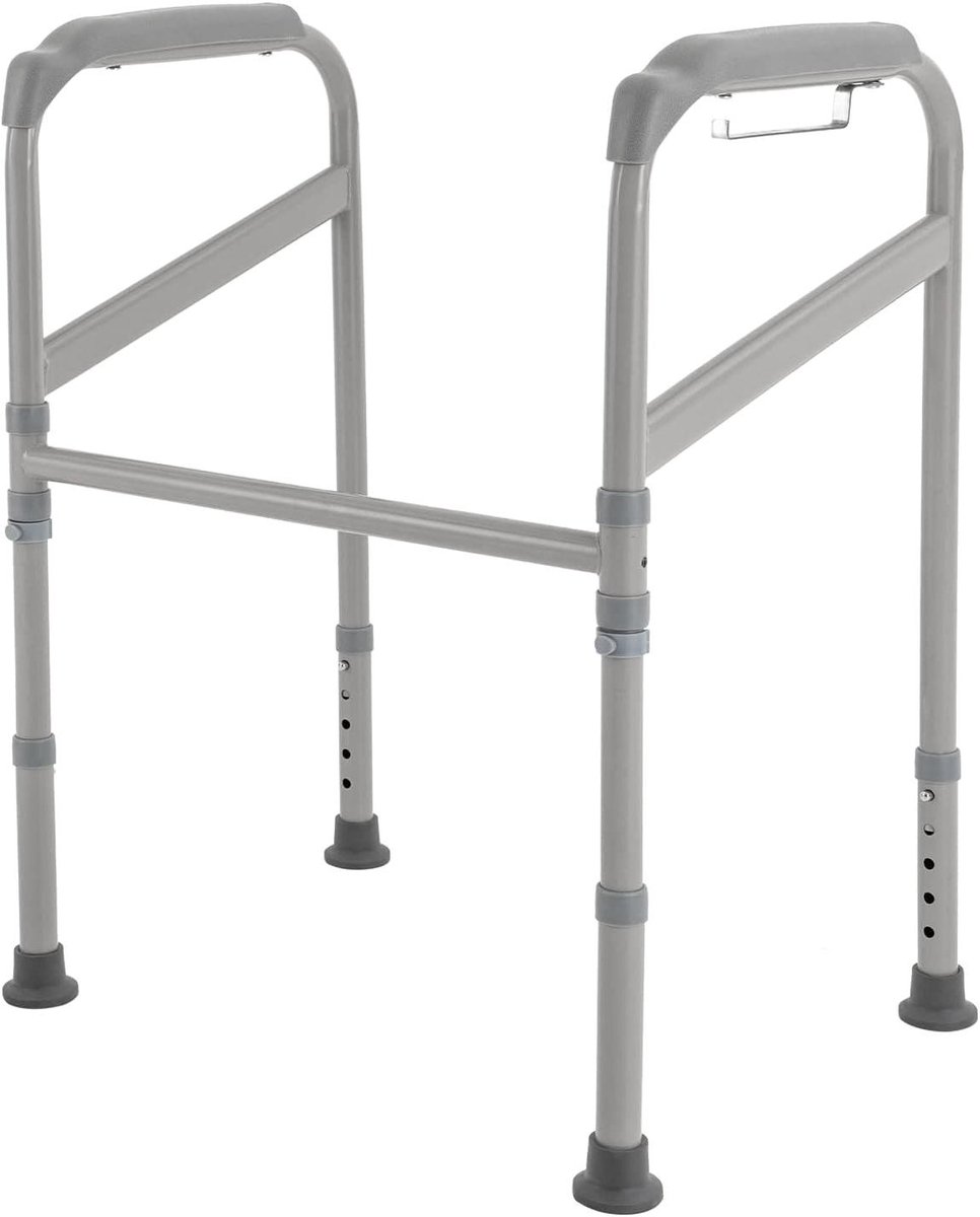 Toiletsteunframe - Opstahulp toilet - Veiligheid badkamer - In breedte verstelbaar - Hoogte 65-86 cm - Grijs