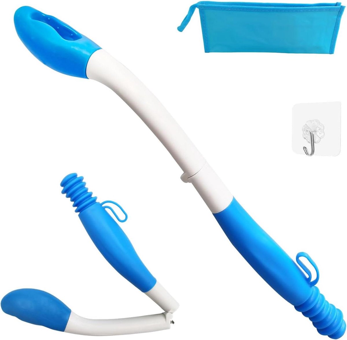 Opvouwbare Toilethulpmiddelen - Afveeghulp Bodemwisser - Zelfstandig Hygiëne - Vergroot Bereik 40cm - 7.9 Inch Opgevouwen - Grijs