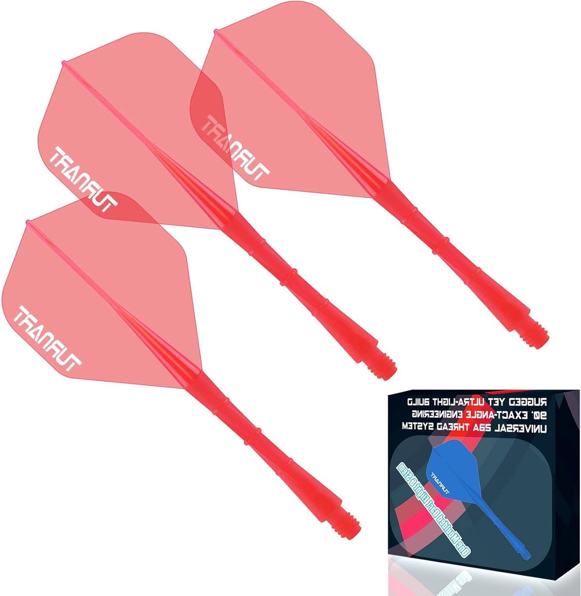 Dartflights en shafts - Geïntegreerde flights - Darts spelen - Eenvormig design - 2BA - Rood