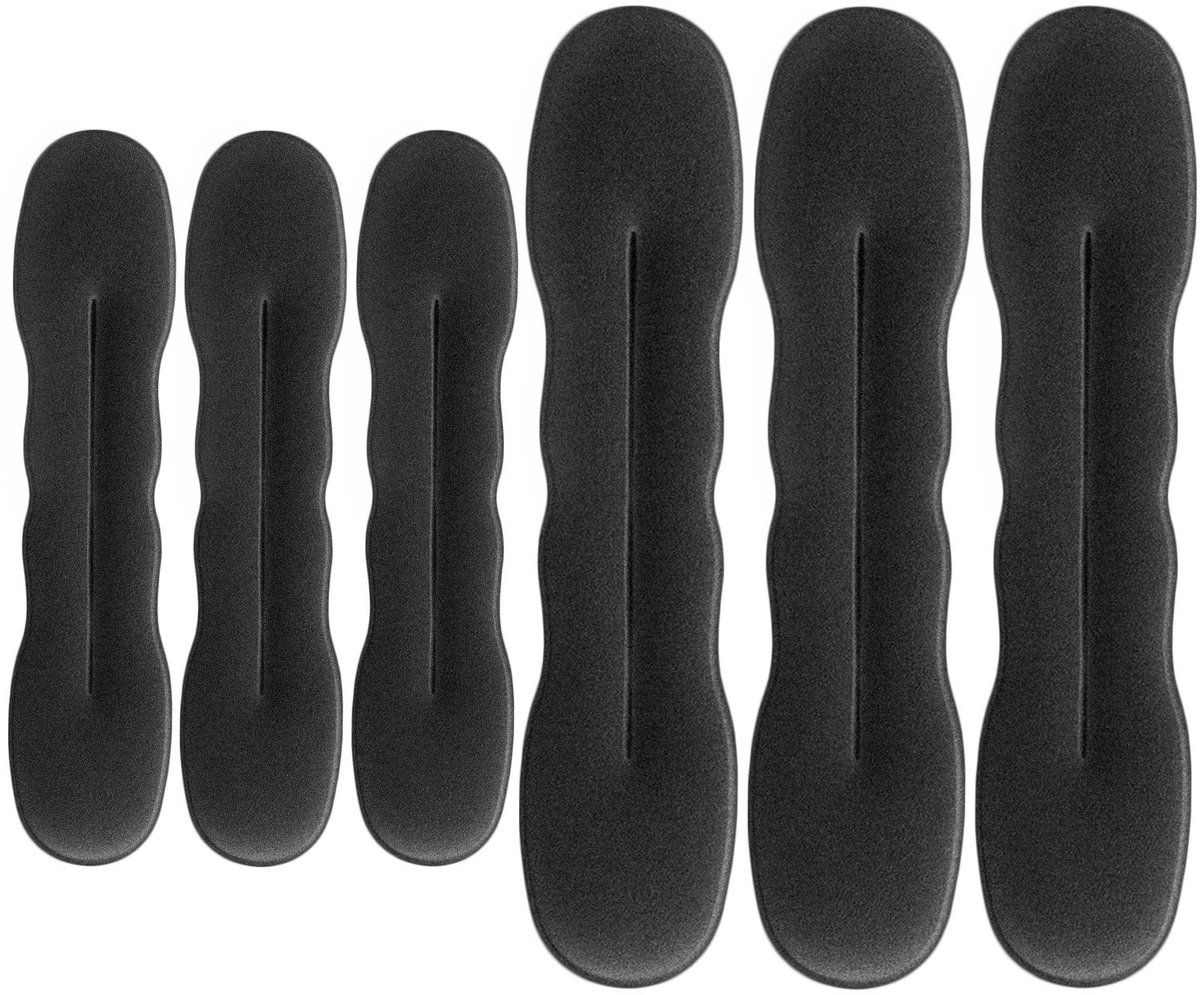 6 Stukken Haar Bun Makers Opgewaardeerd Haarhouder Sponge Clips Haar Styling Donut Broodjes Haar Twist Curler Donut Tools, 3 Groot en 3 Klein (Zwart)
