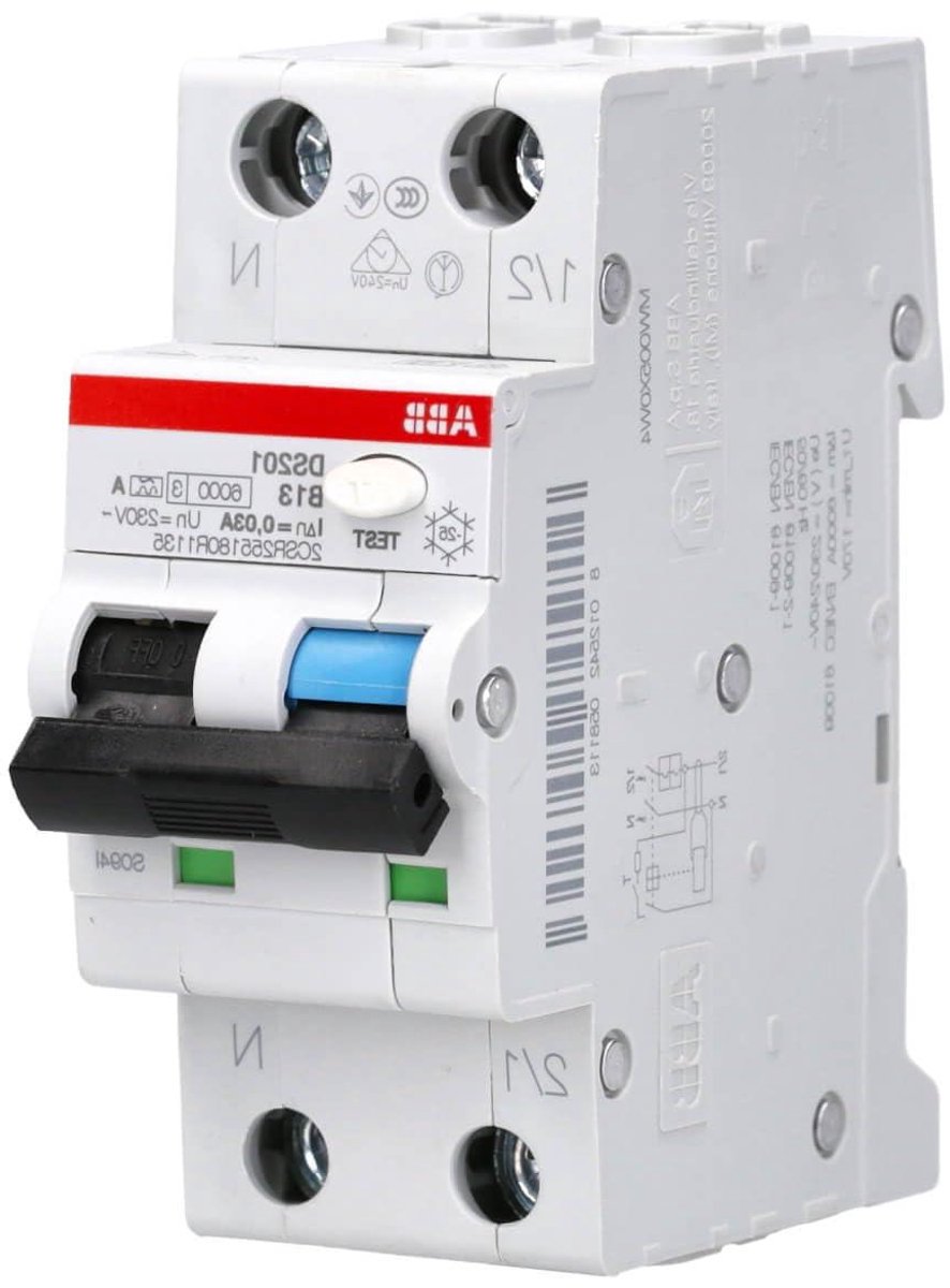 LS-schakelaar - Installatieautomaat - Elektrische beveiliging - Type A - 1P+N - Grijs