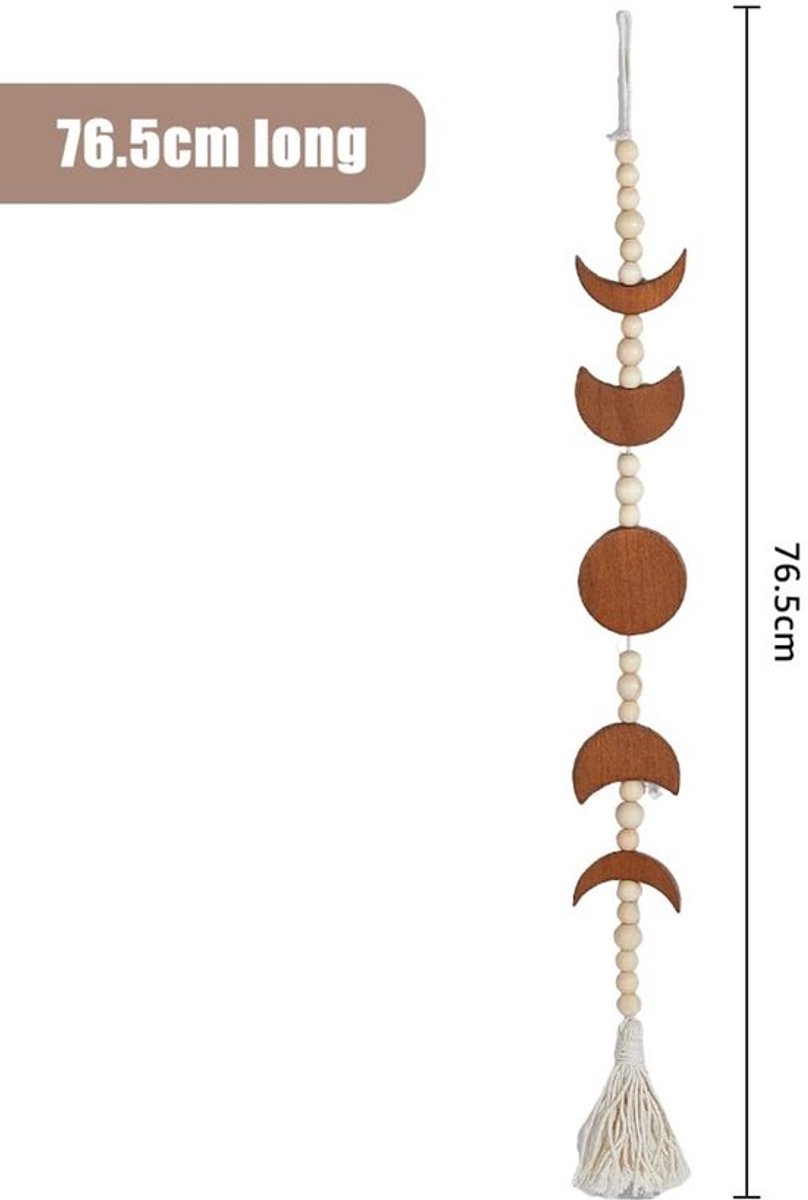 Jhubersproducts - Houten maanfasen wanddecoratie - Boheemse stijl