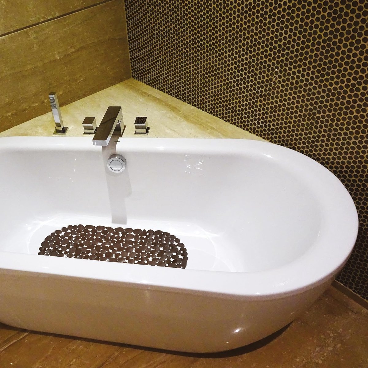 "Pebbles Badmat, Chocolade Bruin, 68 x 35 cm