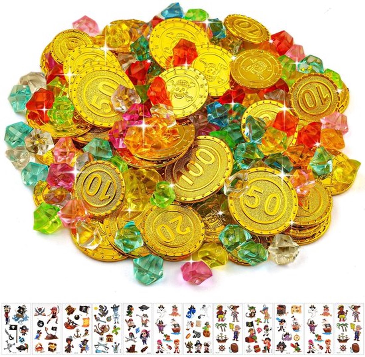 Dailygoody - Gouden munten - Piraten schatstukken - 100 munten + 100