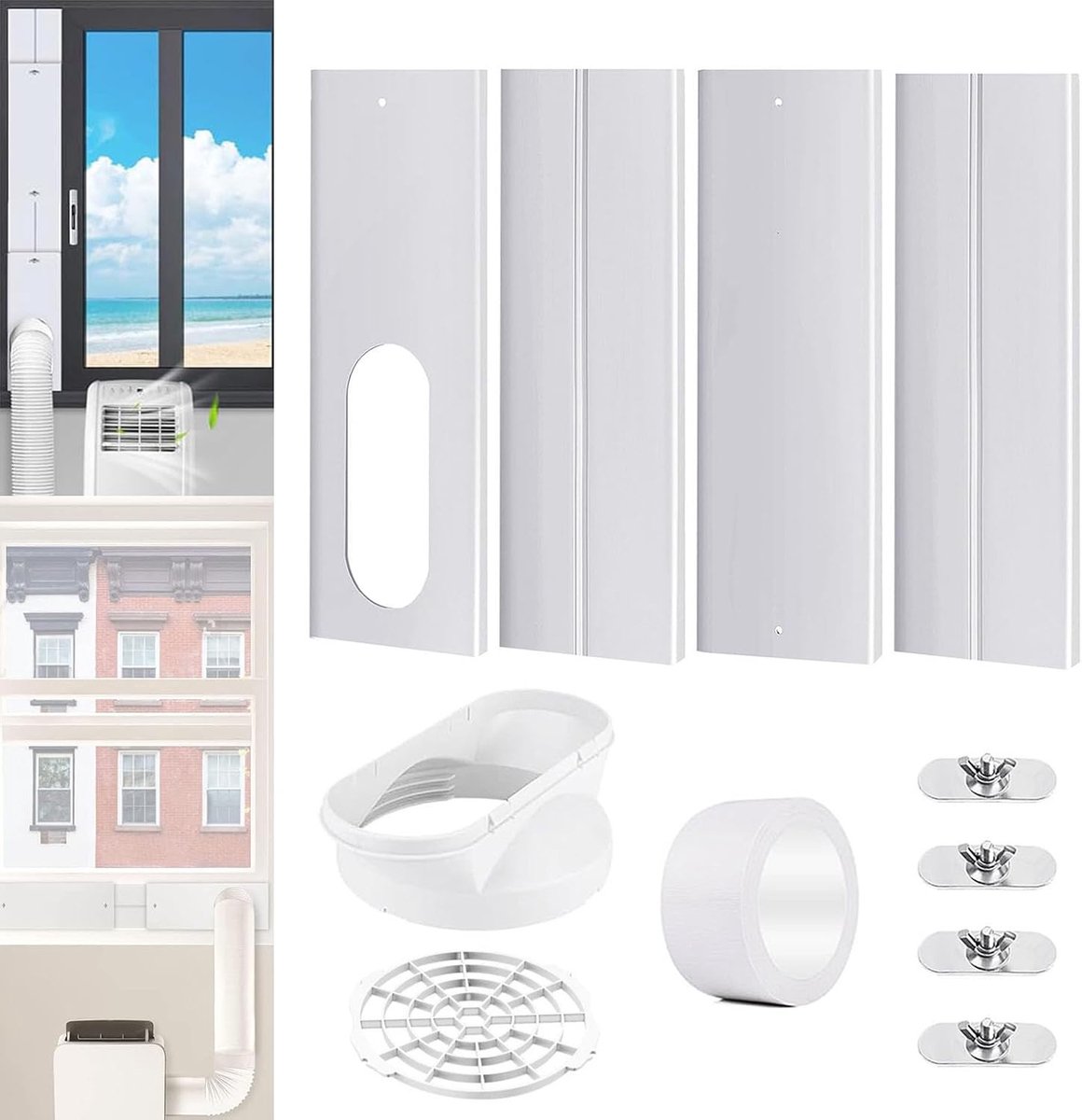 Namajunas - Raamafdichtingskit Mobiele Airco - Airco Deurafdichtingskit - Mobiele Airco - Raamafdichtingskit - Raamafdichtingsplaat Mobiele Airco - Voor Schuiframen en Opgehangen ramen - Effectief Tegen tochtlekkage - Houdt Warmte & Insecten Buiten