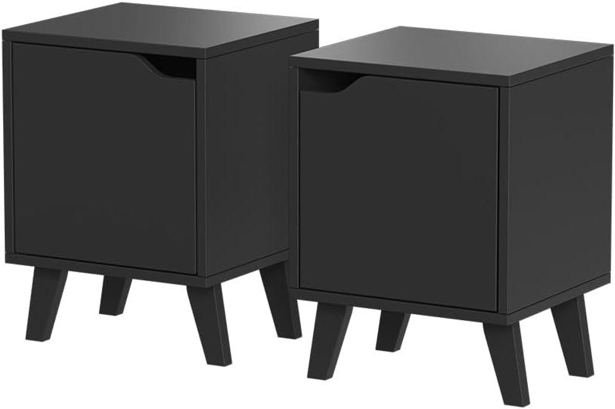 Vicco Nachtkastje "Malu", Zwart, Set van 2