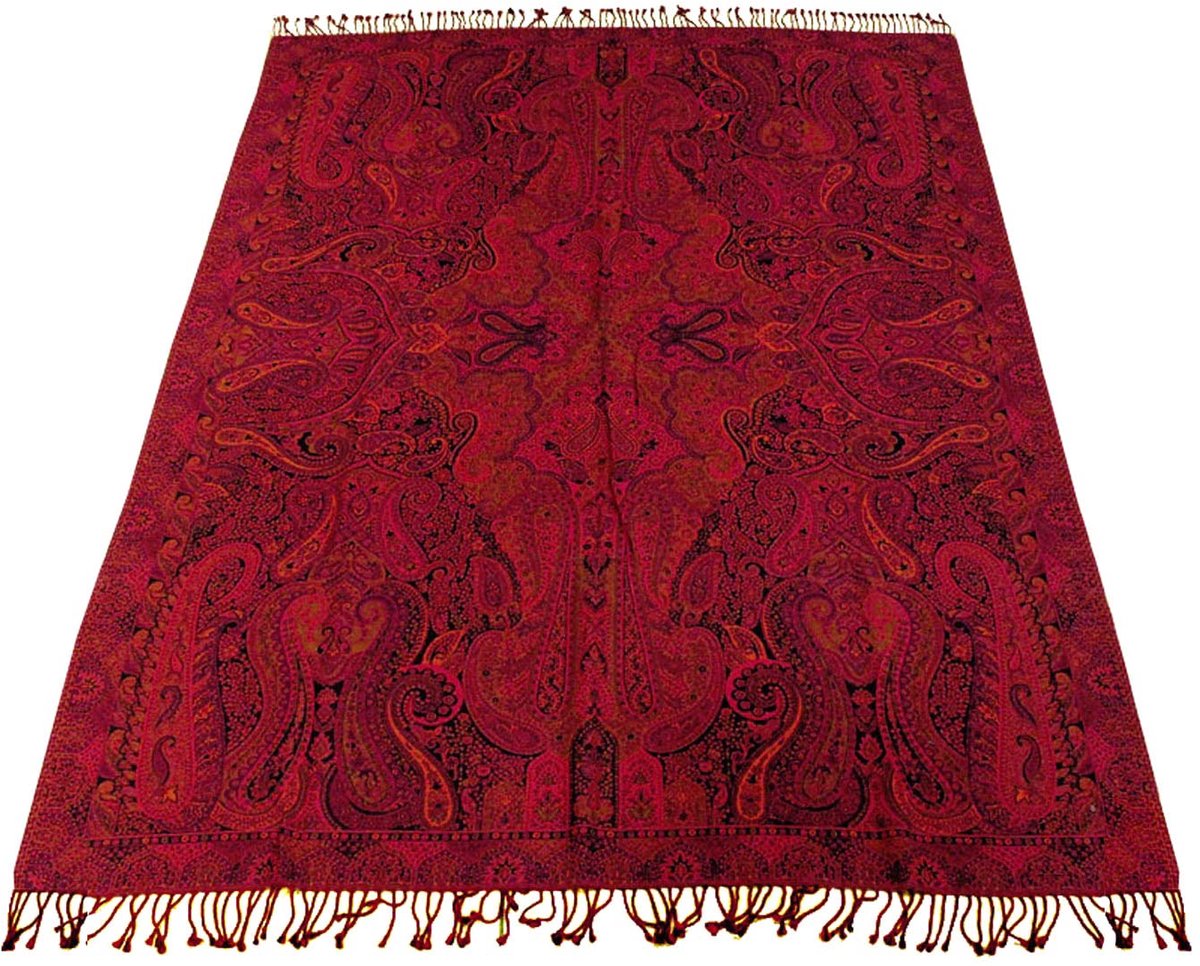 Cana Luxe deken, jacquard, geweven van katoen met de fijnste wol van Merino Lam, paisley deken, wollen bankdeken, picknickdeken, plaid, 140 cm x 200 cm - 96269