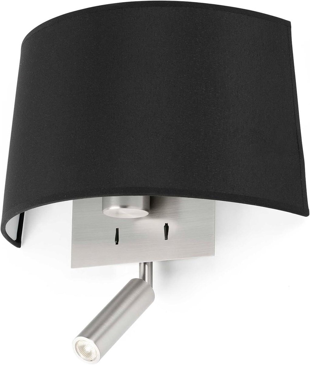 Wandlamp Zwart Metaal en Textiel - Inclusief LED - Sfeervolle Binnenverlichting