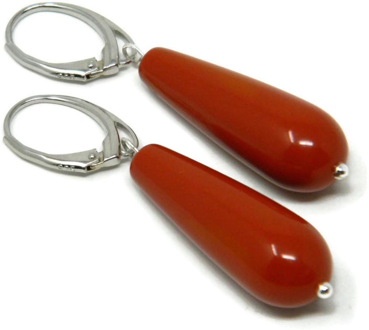 Oorbellen voor Dames – Sardijnse Koraalpasta 10x30 mm – 925 Sterling Zilveren Haakjes – Nikkelvrij – 5 cm – Made in Italy – DodiGioielli